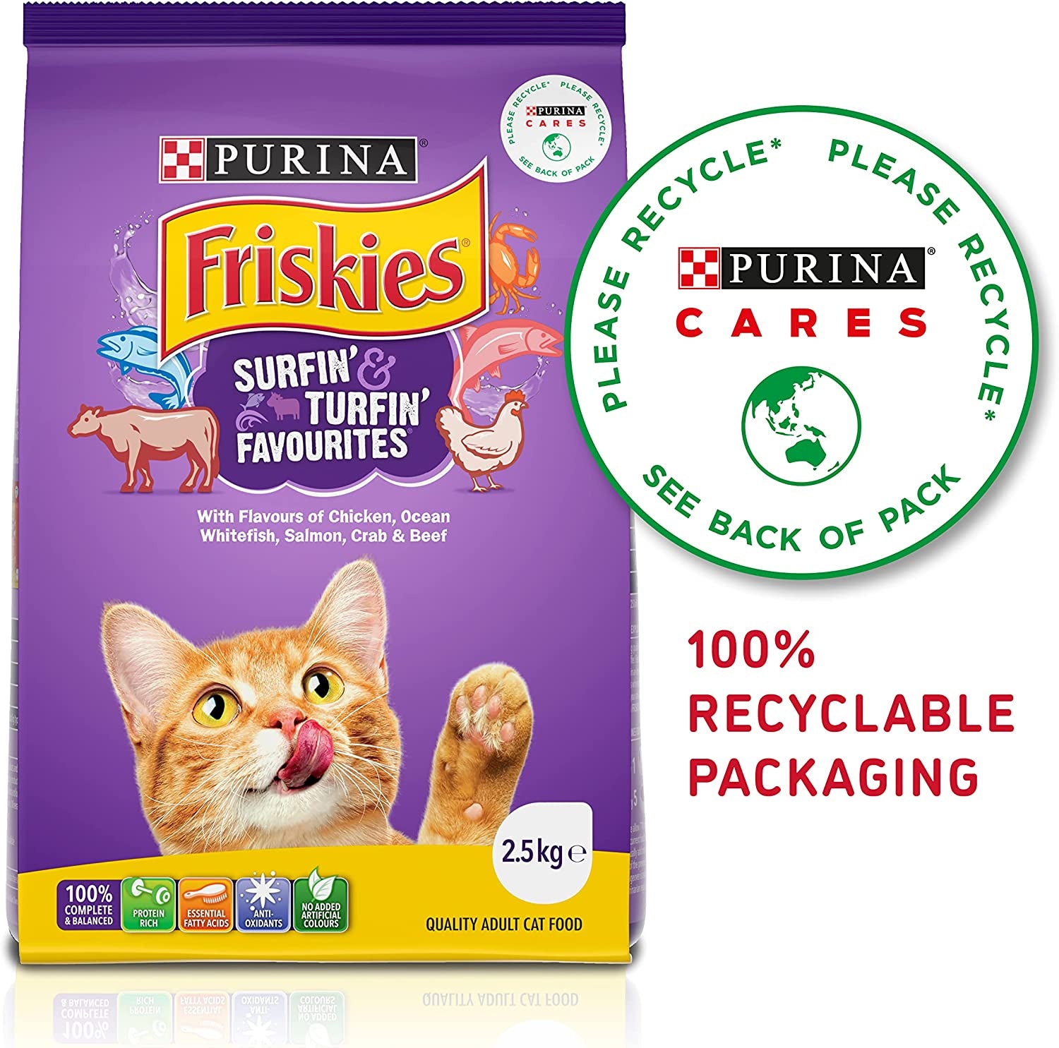 FRISKIES Adult Dry Cat Food Surfin' & Turfin' Favourites 2.5Kg